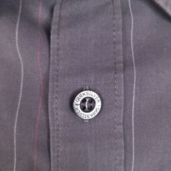 Quiksilver Shirt Mens Small Gray Striped Button Down Long Sleeve - Picture 6 of 16